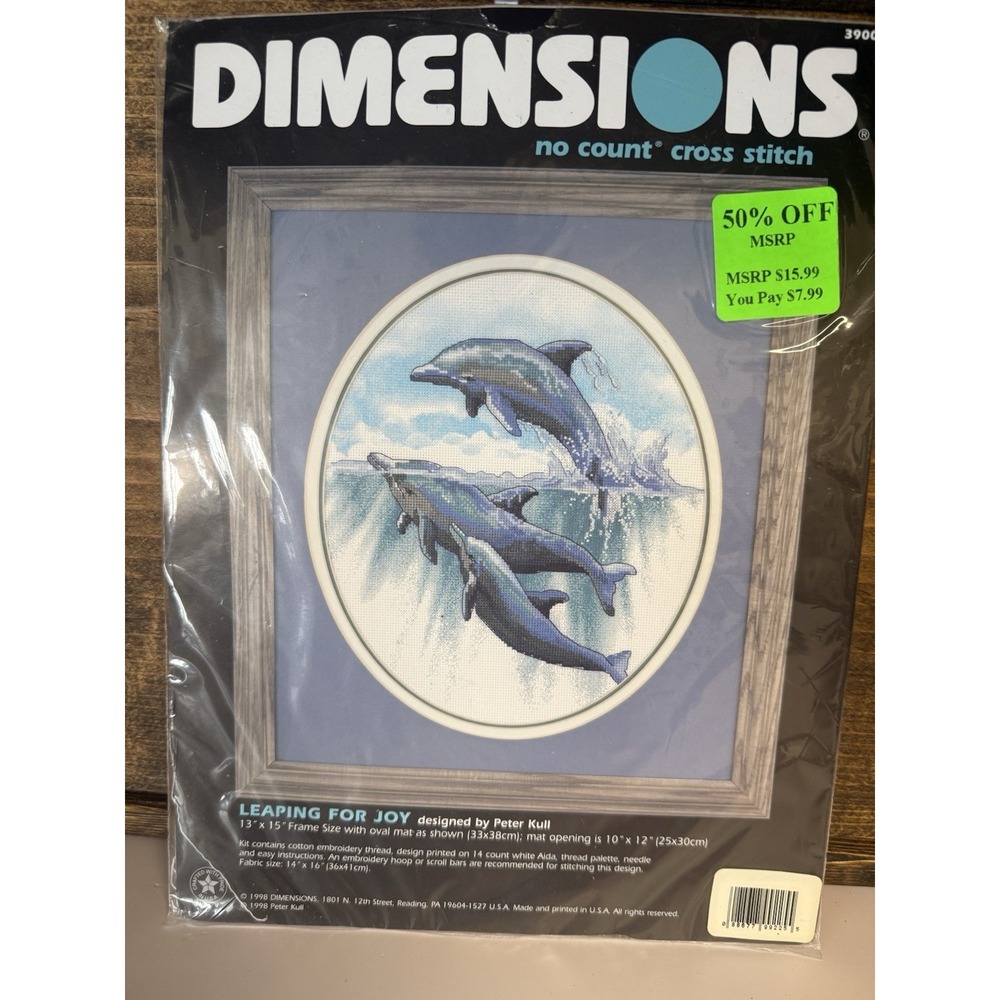 VTG by Dimensions Gallery cross stitch Dolphins Designed By Peter Kull Sealed‎